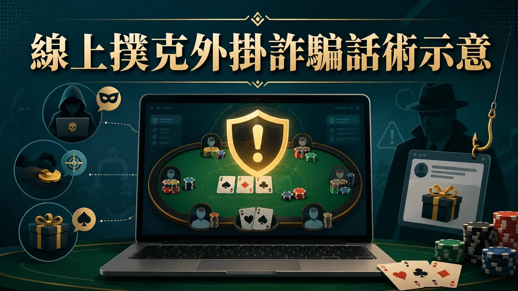 線上撲克破解外掛詐騙話術與風險提醒主視覺