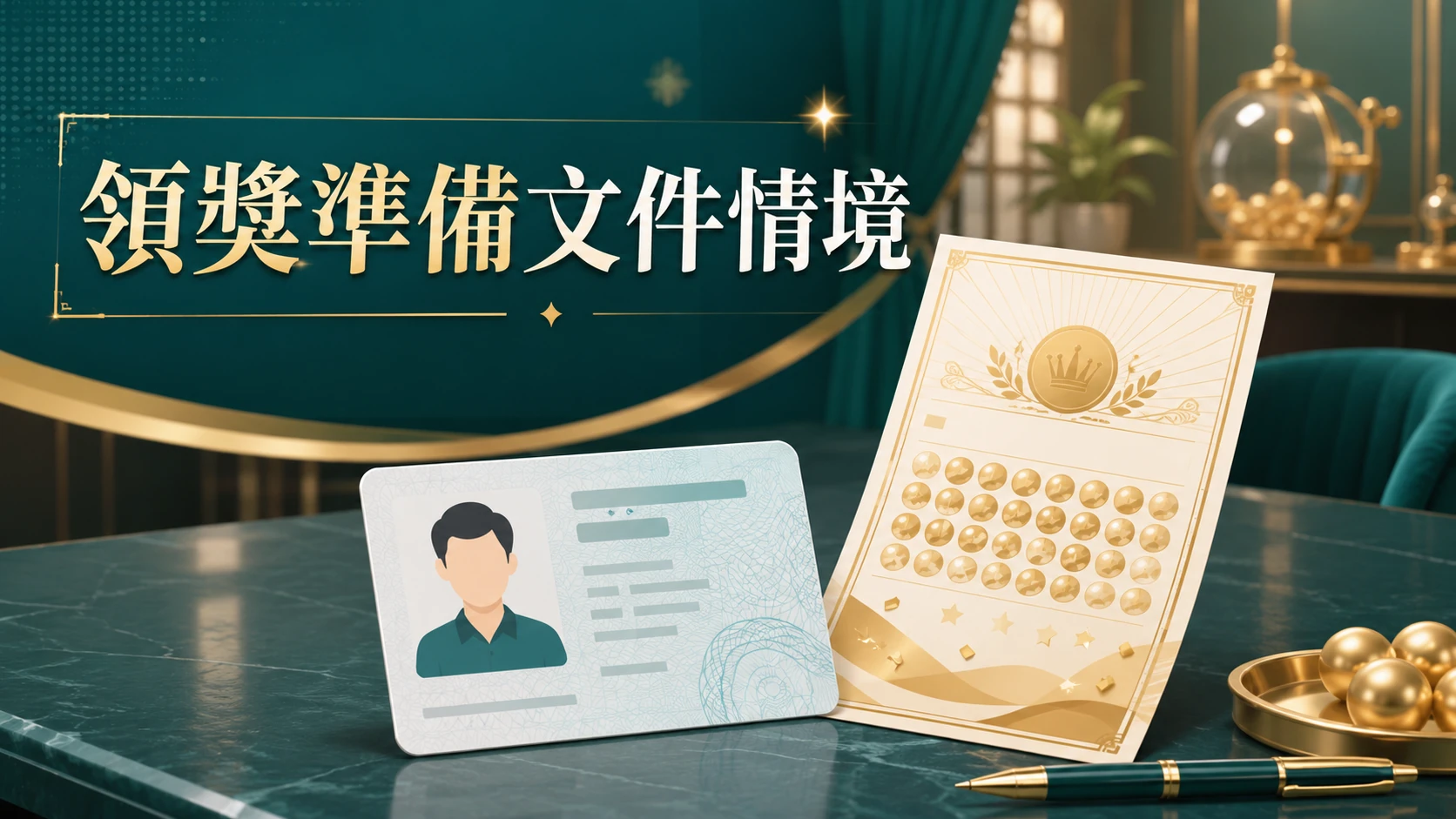 準備身分證與完整中獎彩券辦理領獎的情境