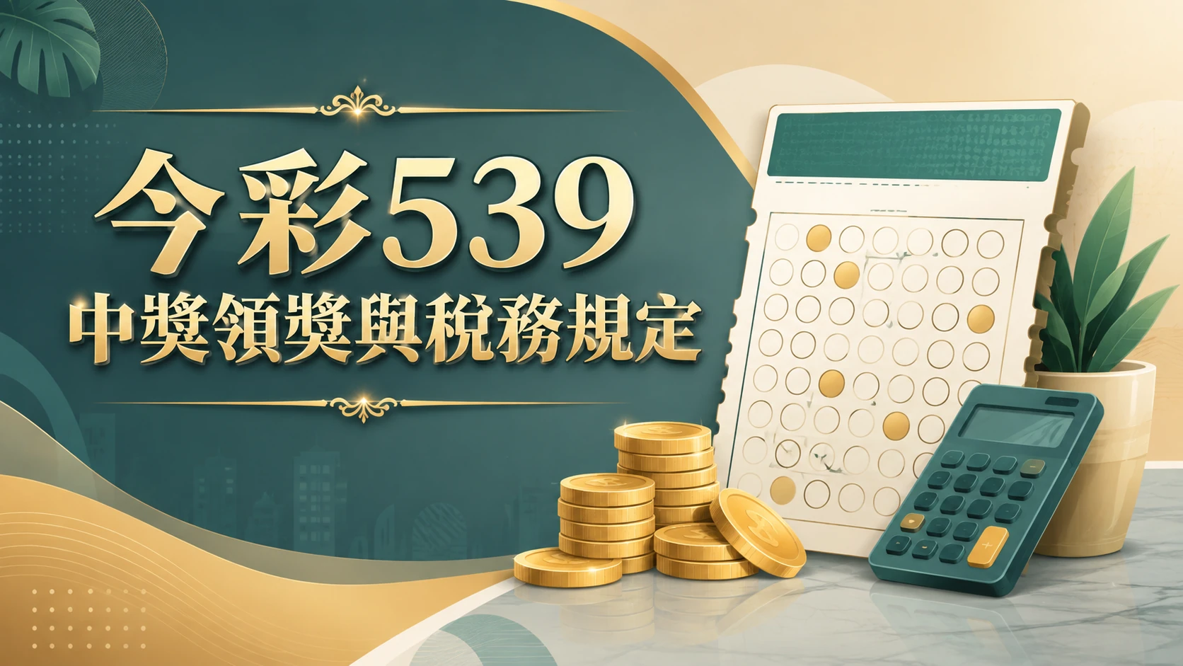 今彩539彩券與現金獎金搭配計算機的畫面
