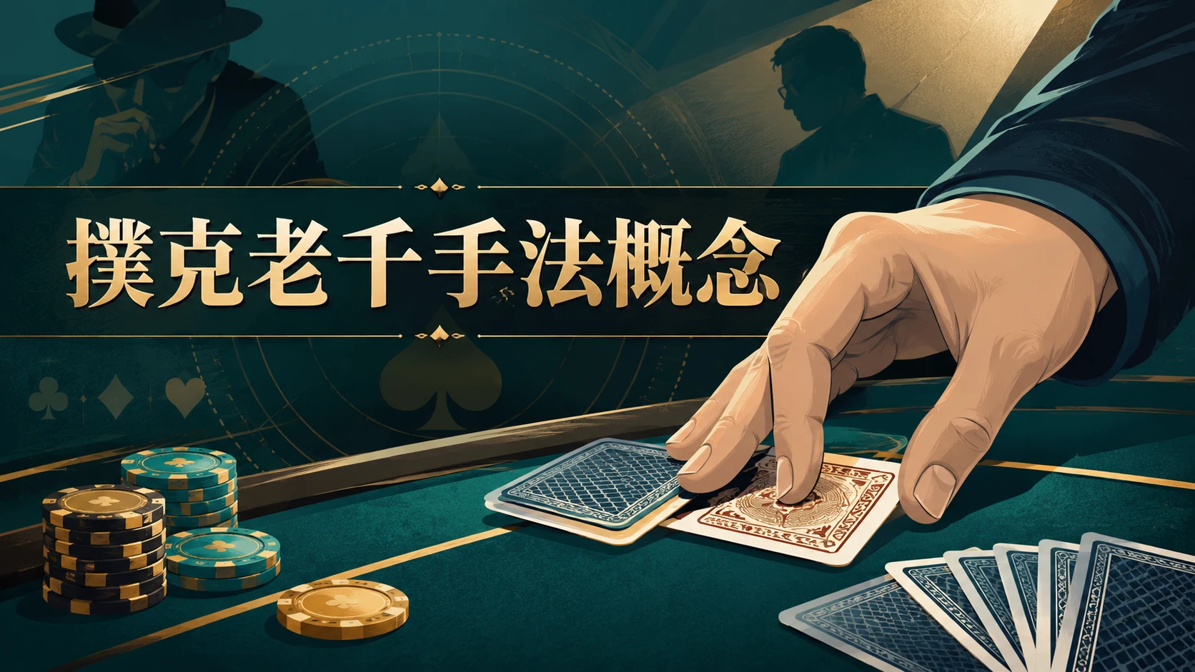 撲克牌桌上老千手法概念畫面