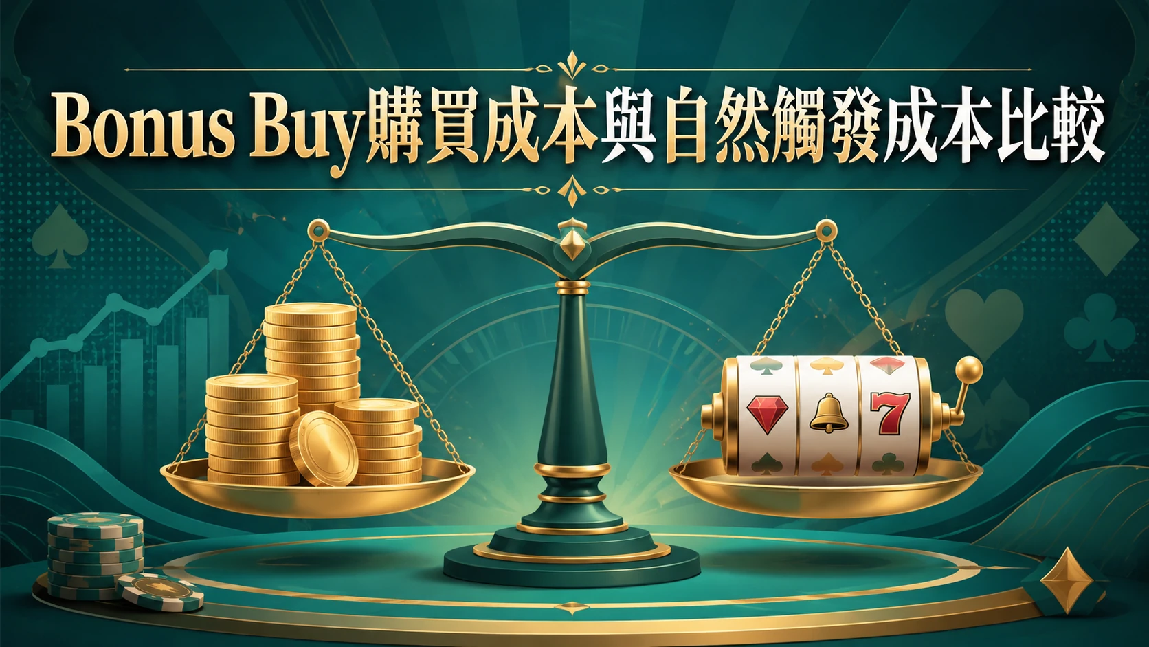 老虎機Bonus Buy購買成本與自然觸發成本比較概念圖